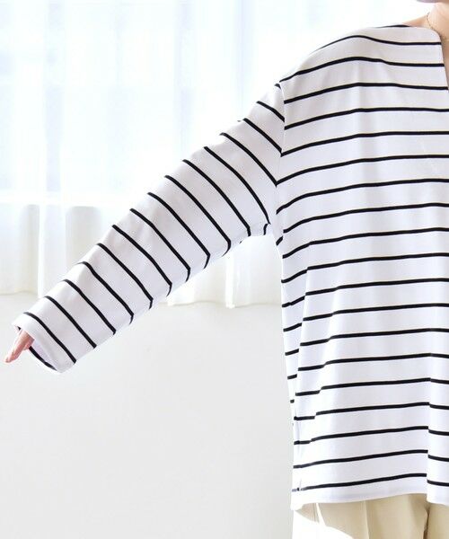 SHIPS / シップス Tシャツ | 《予約》quaranciel:〈洗濯機可能〉ボーダー スキッパー ロングスリーブ プルオーバー | 詳細20