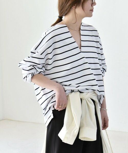 SHIPS / シップス Tシャツ | quaranciel:〈洗濯機可能〉ボーダー ビッグ スキッパー プルオーバー | 詳細27