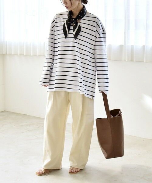 SHIPS / シップス Tシャツ | 《予約》quaranciel:〈洗濯機可能〉ボーダー スキッパー ロングスリーブ プルオーバー | 詳細7