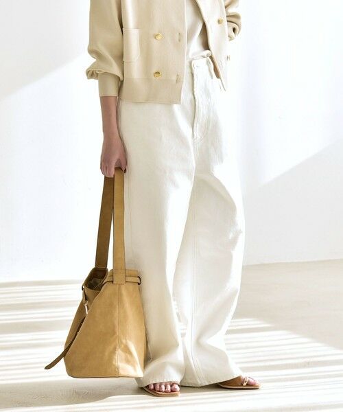 SHIPS / シップス デニムパンツ | 《予約》quaranciel:〈洗濯機可能〉ハイライズ ルーズ ワイド デニム パンツ（オフホワイト）