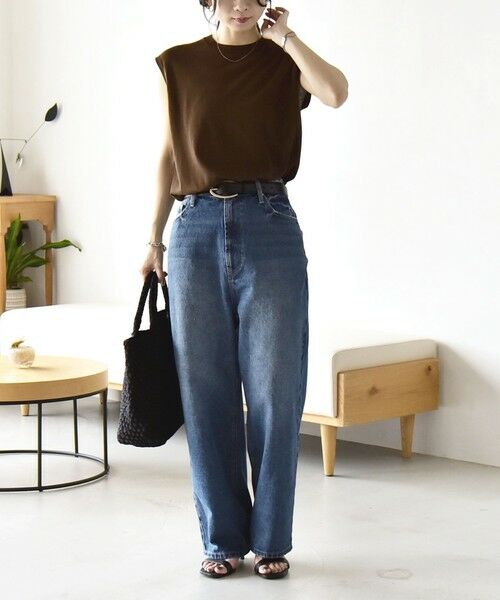 SHIPS / シップス デニムパンツ | 《一部追加予約》quaranciel:〈洗濯機可能〉ハイライズ ルーズ ワイド デニム パンツ | 詳細18