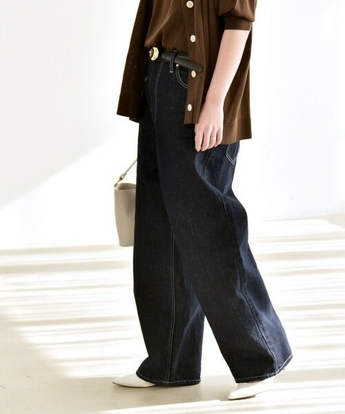 SHIPS / シップス デニムパンツ | 《予約》quaranciel:〈洗濯機可能〉ハイライズ ルーズ ワイド デニム パンツ | 詳細23