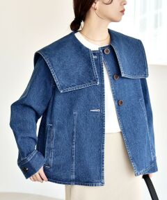 SHIPS / シップス Gジャン・デニムジャケット | 《予約》quaranciel:〈洗濯機可能〉セーラーカラー デニム ジャケット