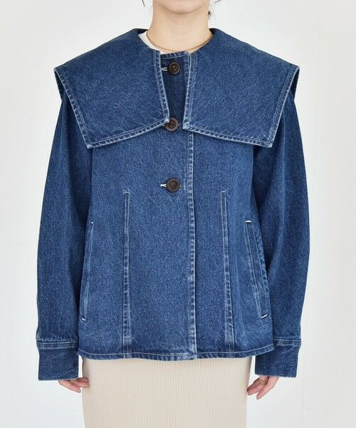 SHIPS / シップス Gジャン・デニムジャケット | 《予約》quaranciel:〈洗濯機可能〉セーラーカラー デニム ジャケット | 詳細10