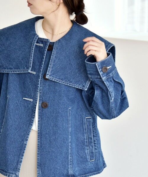 SHIPS / シップス Gジャン・デニムジャケット | 《予約》quaranciel:〈洗濯機可能〉セーラーカラー デニム ジャケット | 詳細4