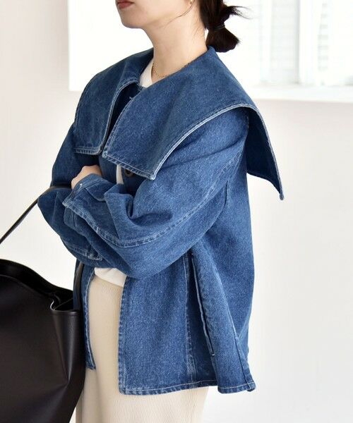 SHIPS / シップス Gジャン・デニムジャケット | 《予約》quaranciel:〈洗濯機可能〉セーラーカラー デニム ジャケット | 詳細5