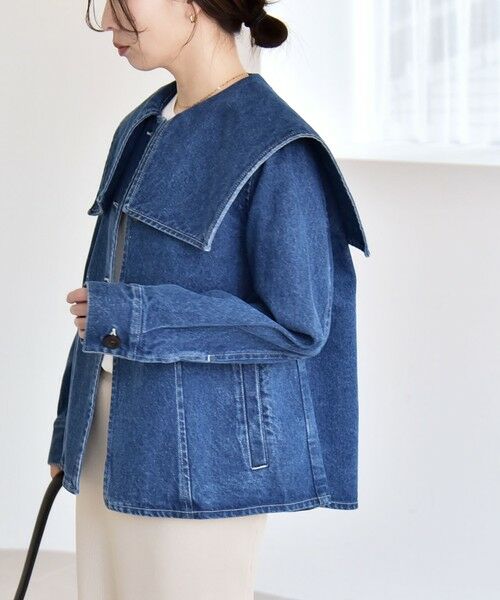 SHIPS / シップス Gジャン・デニムジャケット | 《予約》quaranciel:〈洗濯機可能〉セーラーカラー デニム ジャケット | 詳細7