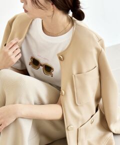 SHIPS / シップス ノーカラージャケット | 《予約》quaranciel:〈手洗い可能〉ジャージー ポケット ノーカラー ジャケット