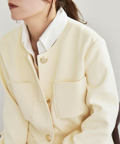 SHIPS / シップス ノーカラージャケット | quaranciel:〈手洗い可能〉ジャージー ゴールドボタン クルーネック ジャケット | 詳細12