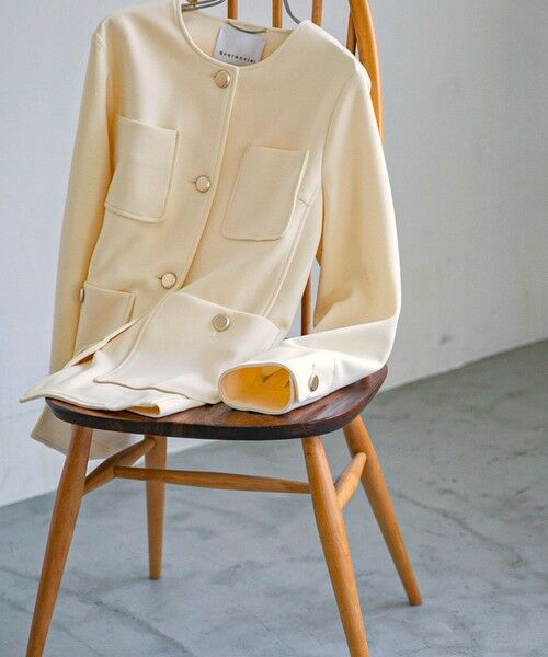 SHIPS / シップス ノーカラージャケット | quaranciel:〈手洗い可能〉ジャージー ゴールドボタン クルーネック ジャケット | 詳細14