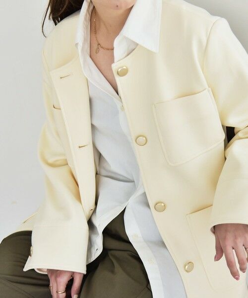 SHIPS / シップス ノーカラージャケット | 《予約》quaranciel:〈手洗い可能〉ジャージー ポケット ノーカラー ジャケット | 詳細3