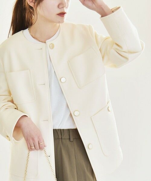 SHIPS / シップス ノーカラージャケット | 《予約》quaranciel:〈手洗い可能〉ジャージー ポケット ノーカラー ジャケット | 詳細4