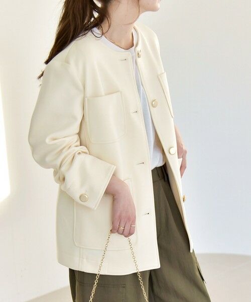 SHIPS / シップス ノーカラージャケット | 《予約》quaranciel:〈手洗い可能〉ジャージー ポケット ノーカラー ジャケット | 詳細8