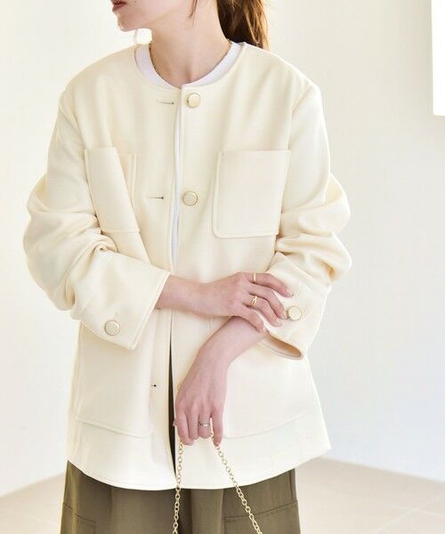 SHIPS / シップス ノーカラージャケット | 《予約》quaranciel:〈手洗い可能〉ジャージー ポケット ノーカラー ジャケット | 詳細9