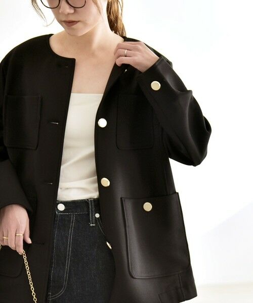 SHIPS / シップス ノーカラージャケット | 《予約》quaranciel:〈手洗い可能〉ジャージー ポケット ノーカラー ジャケット | 詳細13