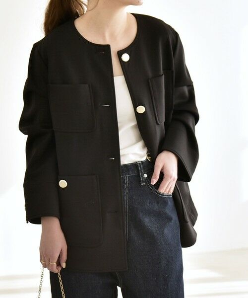 SHIPS / シップス ノーカラージャケット | 《予約》quaranciel:〈手洗い可能〉ジャージー ポケット ノーカラー ジャケット | 詳細19