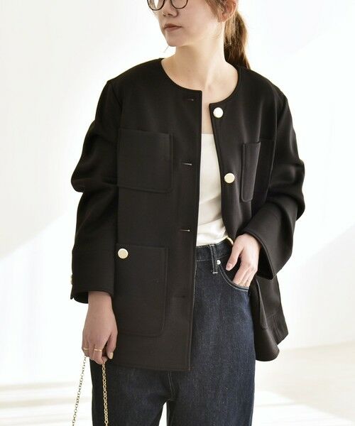 SHIPS / シップス ノーカラージャケット | 《予約》quaranciel:〈手洗い可能〉ジャージー ポケット ノーカラー ジャケット | 詳細20