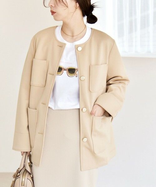 SHIPS / シップス ノーカラージャケット | 《予約》quaranciel:〈手洗い可能〉ジャージー ポケット ノーカラー ジャケット | 詳細12