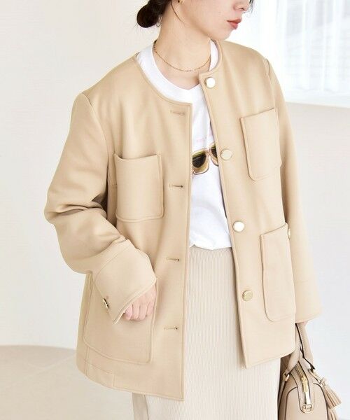 SHIPS / シップス ノーカラージャケット | 《予約》quaranciel:〈手洗い可能〉ジャージー ポケット ノーカラー ジャケット | 詳細13