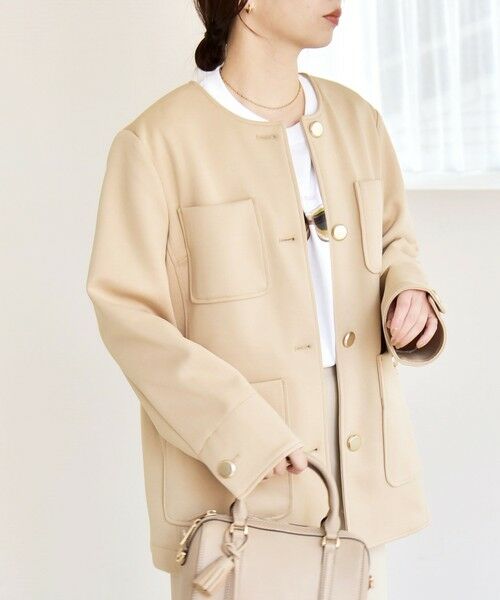 SHIPS / シップス ノーカラージャケット | 《予約》quaranciel:〈手洗い可能〉ジャージー ポケット ノーカラー ジャケット | 詳細14