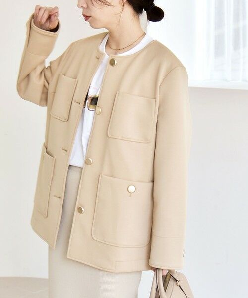 SHIPS / シップス ノーカラージャケット | 《予約》quaranciel:〈手洗い可能〉ジャージー ポケット ノーカラー ジャケット | 詳細26