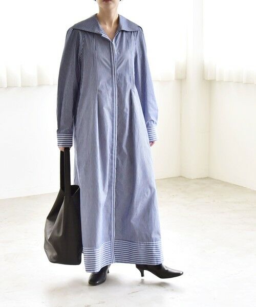 SHIPS / シップス ロング・マキシ丈ワンピース | 《予約》quaranciel:〈洗濯機可能〉ビッグカラー Aライン シャツ ワンピース | 詳細1