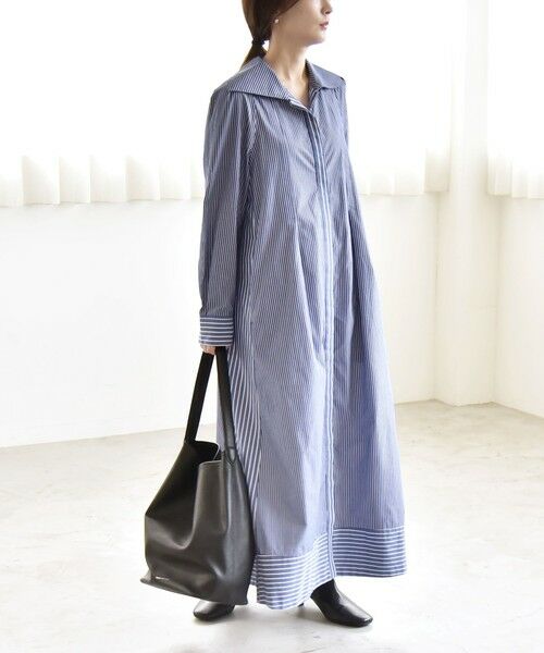 SHIPS / シップス ロング・マキシ丈ワンピース | 《予約》quaranciel:〈洗濯機可能〉ビッグカラー Aライン シャツ ワンピース | 詳細2