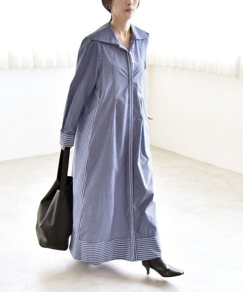 SHIPS / シップス ロング・マキシ丈ワンピース | 《予約》quaranciel:〈洗濯機可能〉ビッグカラー Aライン シャツ ワンピース | 詳細3