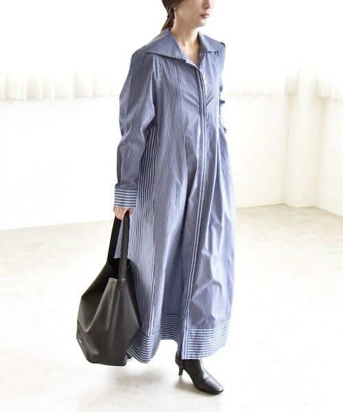 SHIPS / シップス ロング・マキシ丈ワンピース | 《予約》quaranciel:〈洗濯機可能〉ビッグカラー Aライン シャツ ワンピース | 詳細4