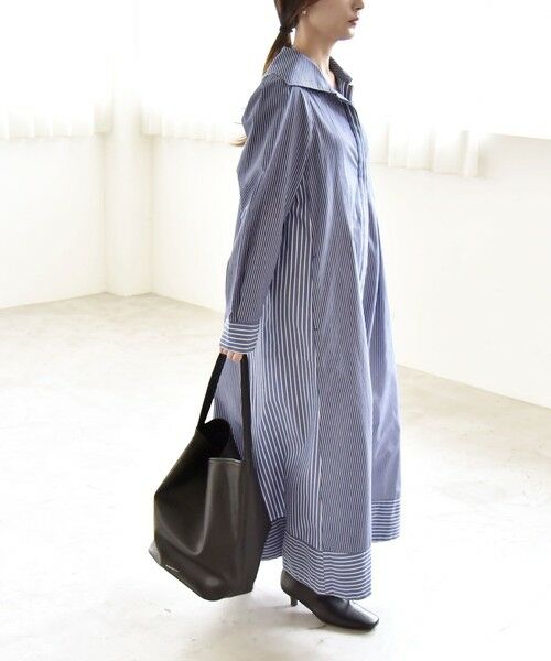 SHIPS / シップス ロング・マキシ丈ワンピース | 《予約》quaranciel:〈洗濯機可能〉ビッグカラー Aライン シャツ ワンピース | 詳細5