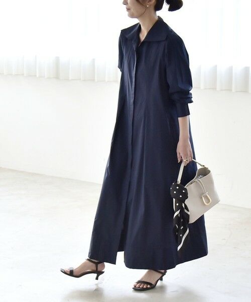 SHIPS / シップス ロング・マキシ丈ワンピース | 《予約》quaranciel:〈洗濯機可能〉ビッグカラー Aライン シャツ ワンピース | 詳細20