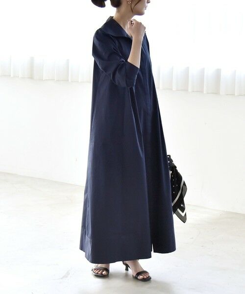 SHIPS / シップス ロング・マキシ丈ワンピース | 《予約》quaranciel:〈洗濯機可能〉ビッグカラー Aライン シャツ ワンピース | 詳細24