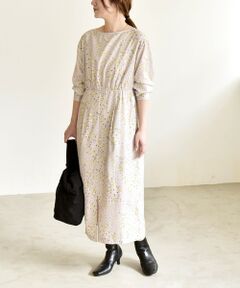 SHIPS / シップス ロング・マキシ丈ワンピース | 《予約》quaranciel:〈洗濯機可能〉ドット フラワー プリント Iライン ギャザー ワンピース