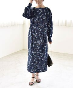 SHIPS / シップス ロング・マキシ丈ワンピース | 《予約》quaranciel:〈洗濯機可能〉ドット フラワー プリント Iライン ギャザー ワンピース