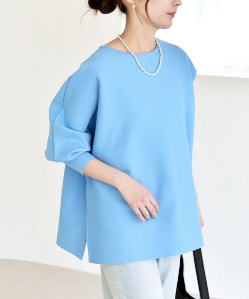 SHIPS / シップス ニット・セーター | 《予約》quaranciel:〈手洗い可能〉ボートネック ワイド ニット プルオーバー（ライトブルー）