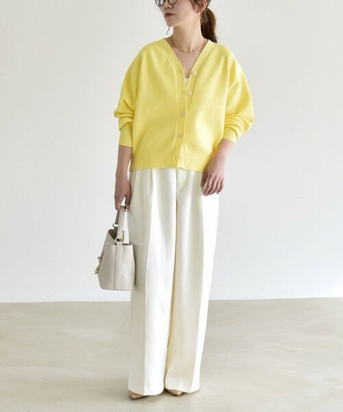 SHIPS / シップス カーディガン・ボレロ | 《予約》quaranciel:〈手洗い可能〉アゼ Vネック コンパクト ニット カーディガン | 詳細1