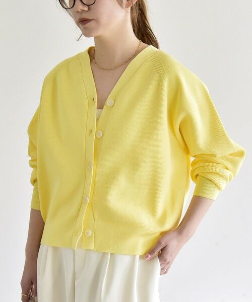 SHIPS / シップス カーディガン・ボレロ | 《予約》quaranciel:〈手洗い可能〉アゼ Vネック コンパクト ニット カーディガン | 詳細4