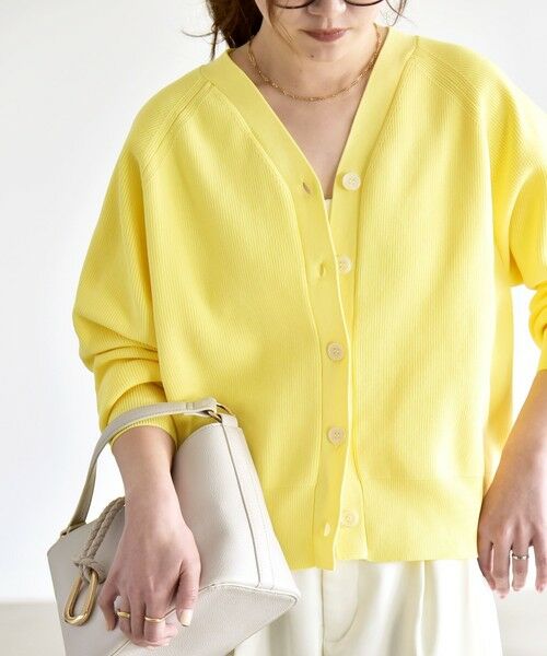 SHIPS / シップス カーディガン・ボレロ | 《予約》quaranciel:〈手洗い可能〉アゼ Vネック コンパクト ニット カーディガン | 詳細5