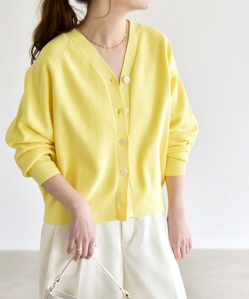 SHIPS / シップス カーディガン・ボレロ | 《予約》quaranciel:〈手洗い可能〉アゼ Vネック コンパクト ニット カーディガン | 詳細6