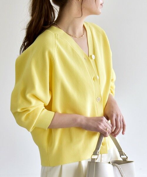 SHIPS / シップス カーディガン・ボレロ | 《予約》quaranciel:〈手洗い可能〉アゼ Vネック コンパクト ニット カーディガン | 詳細7