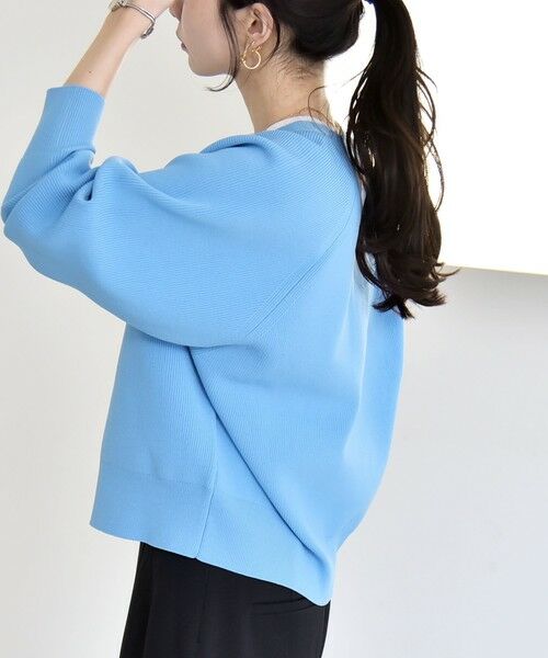 SHIPS / シップス カーディガン・ボレロ | 《予約》quaranciel:〈手洗い可能〉アゼ Vネック コンパクト ニット カーディガン（ライトブルー）