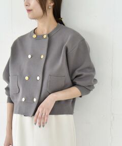 SHIPS / シップス カーディガン・ボレロ | 《一部追加予約》quaranciel:〈手洗い可能〉ノーカラー ダブル ボタン ジャケット カーディガン