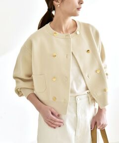 SHIPS / シップス カーディガン・ボレロ | 《予約》quaranciel:〈手洗い可能〉ノーカラー ダブル ボタン ジャケット カーディガン