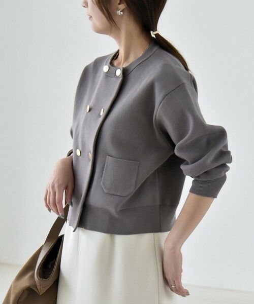 SHIPS / シップス カーディガン・ボレロ | 《一部追加予約》quaranciel:〈手洗い可能〉ノーカラー ダブル ボタン ジャケット カーディガン | 詳細5