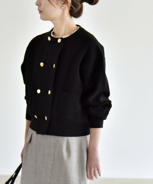 SHIPS / シップス カーディガン・ボレロ | 《予約》quaranciel:〈手洗い可能〉ノーカラー ダブル ボタン ジャケット カーディガン | 詳細4
