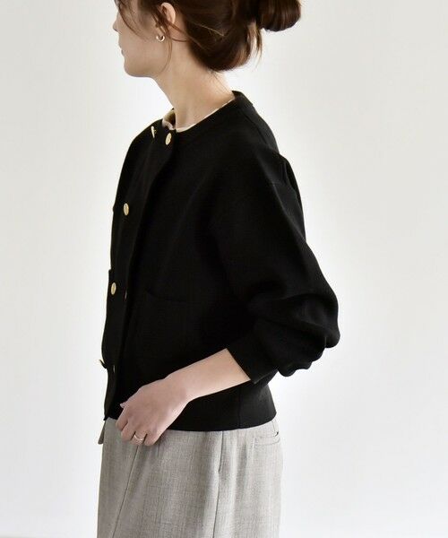 SHIPS / シップス カーディガン・ボレロ | 《予約》quaranciel:〈手洗い可能〉ノーカラー ダブル ボタン ジャケット カーディガン | 詳細5