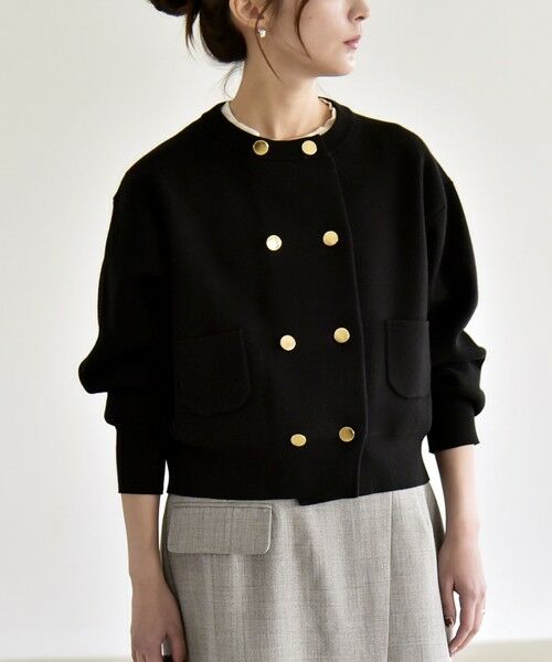 SHIPS / シップス カーディガン・ボレロ | 《予約》quaranciel:〈手洗い可能〉ノーカラー ダブル ボタン ジャケット カーディガン | 詳細7