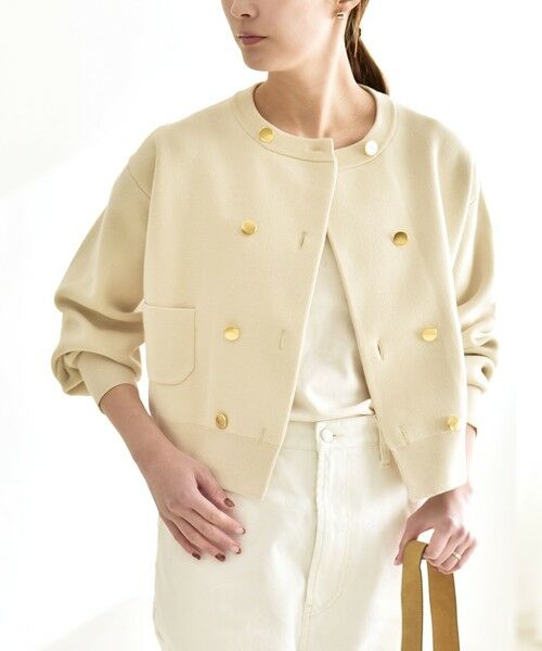 SHIPS / シップス カーディガン・ボレロ | 《予約》quaranciel:〈手洗い可能〉ノーカラー ダブル ボタン ジャケット カーディガン | 詳細12