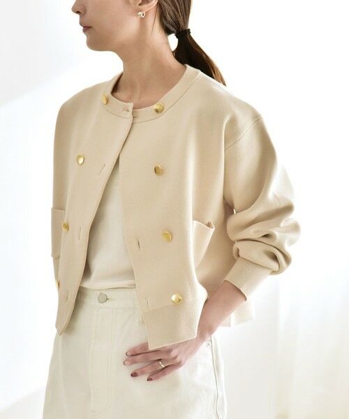 SHIPS / シップス カーディガン・ボレロ | 《予約》quaranciel:〈手洗い可能〉ノーカラー ダブル ボタン ジャケット カーディガン | 詳細13