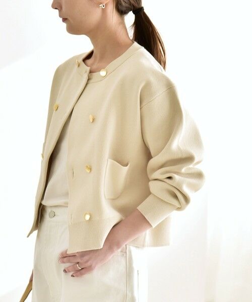 SHIPS / シップス カーディガン・ボレロ | 《予約》quaranciel:〈手洗い可能〉ノーカラー ダブル ボタン ジャケット カーディガン | 詳細14
